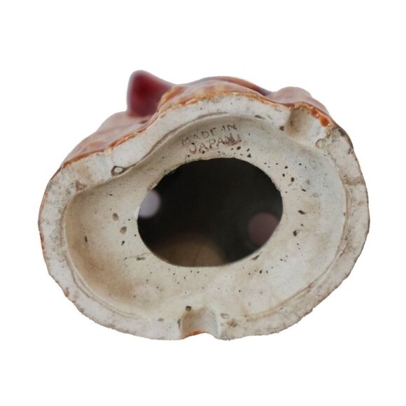 Vintage Japanese Ceramic Bird On Tree Stump Flower Frog Figurine 4" - Picture 6 of 6